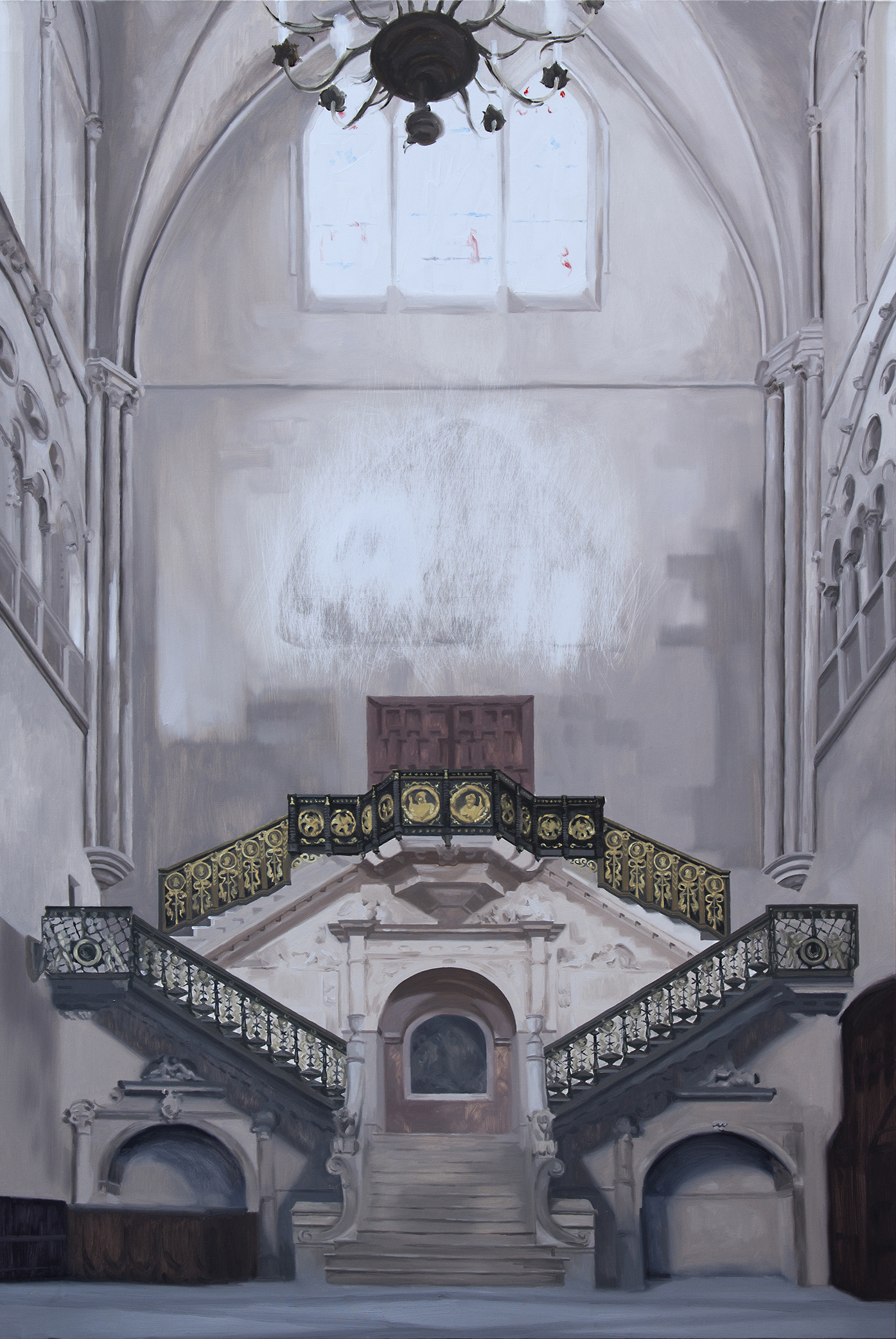 Vacío en la Catedral de Burgos (Escalera Dorada). Óleo sobre lienzo. 150 x 100 cm.